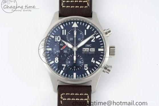 MIROTIME 0524 Pilot Chrono SS AZF 1:1 Best Edition Blue Dial on Brown Leather Strap A TimelessDesign 7060